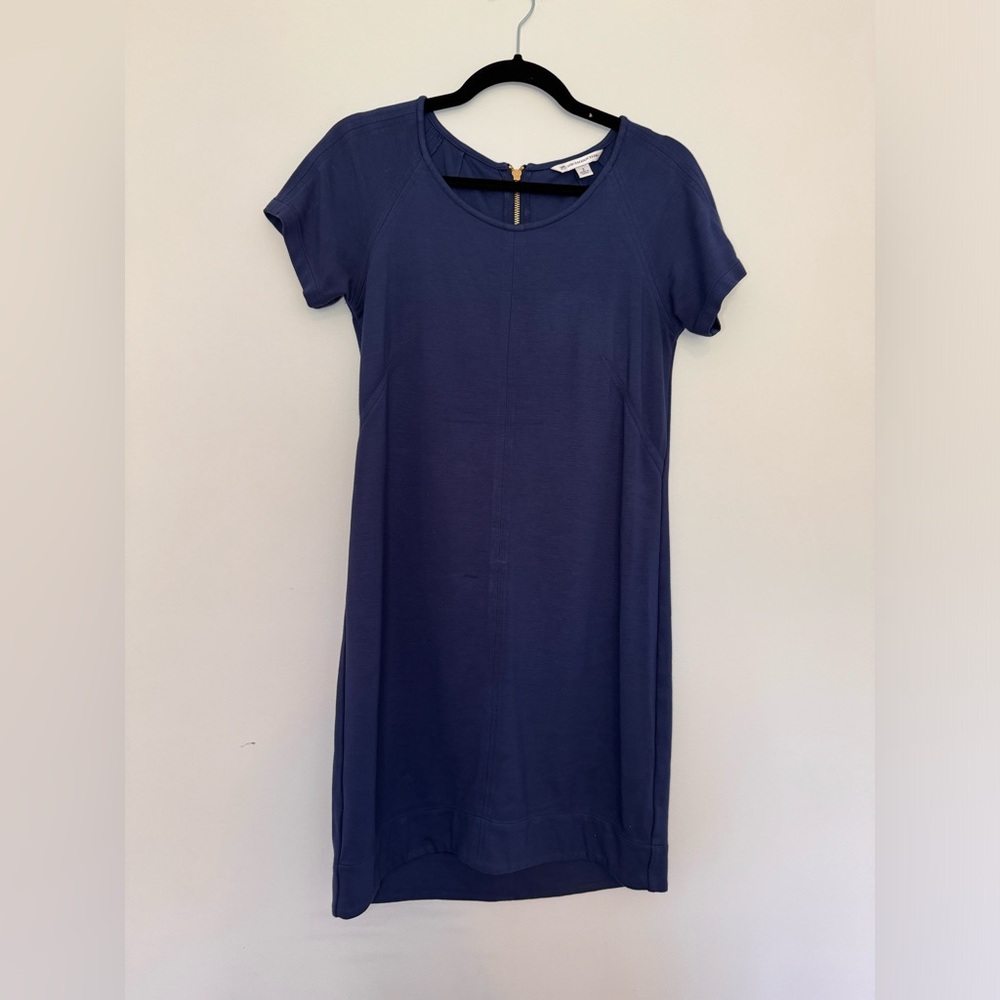 Southern Tide Johanna Short Sleeve Knee Length Dress Navy Blue Stretch Zip